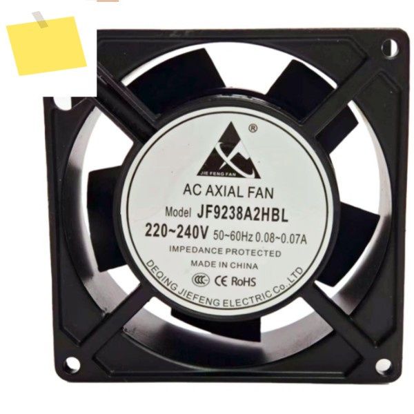 JF9238A2HBL AC 220-240V 0.07A 92x92x38mm 2선 서버 냉각 팬 제품 이미지