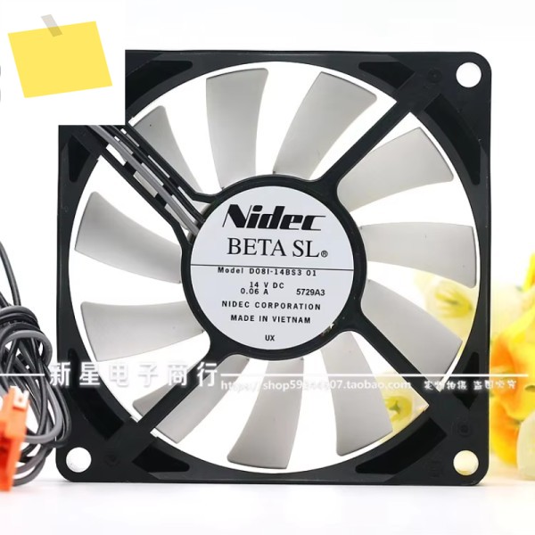 Nidec D081-14BS3 2 와이어 서버 냉각 선풍기, DC 14V, 0.06A, 80x80x15mm 제품 이미지
