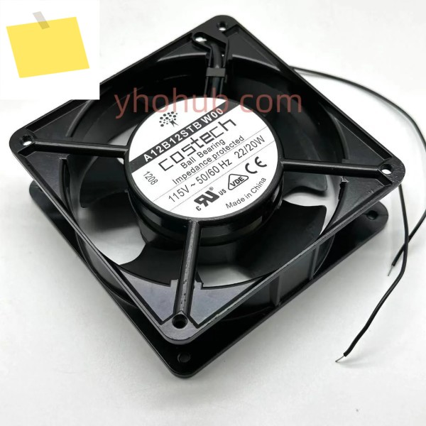 Costech 2 와이어 서버 냉각 선풍기, A12B12STB, W00 AC 115V, 20W, 120x120x38mm 제품 이미지