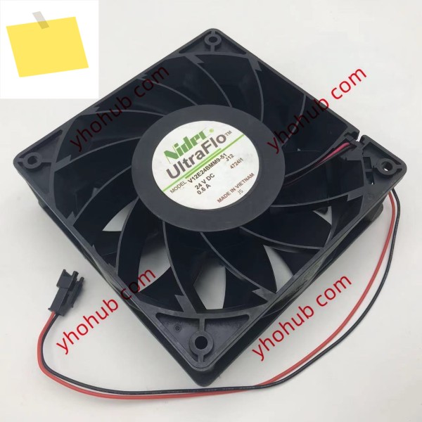 Nidec V12E24BMM9-51 2 와이어 서버 냉각 팬, J12 4724I1, DC 0.6A, 120x120x38mm 제품 이미지