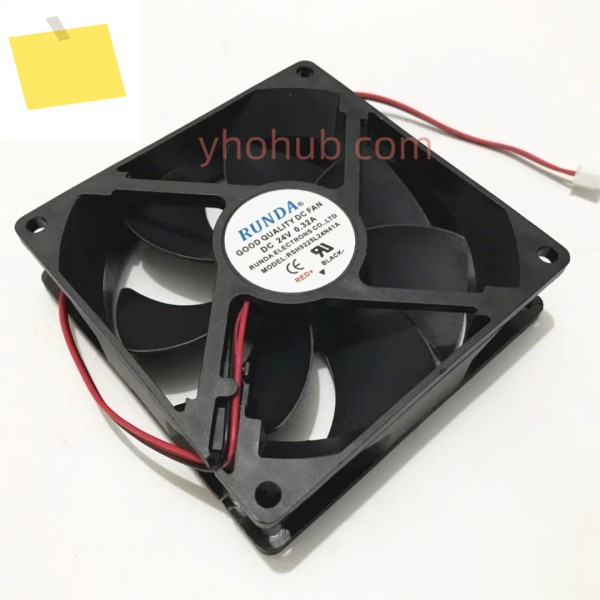 RUNDA 2 와이어 서버 냉각 팬, RSH9225L24N41A, DC 24V, 0.32A, 92x92x25mm 제품 이미지
