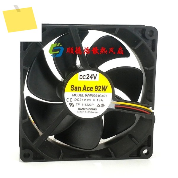 Sanyo Denki 9WP0924G401 DC 24V 0.19A 90x90x25mm 3선 서버 냉각 팬 제품 이미지