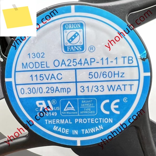 오리온 OA254AP-11-1TB 서버 냉각 팬 AC 115V 0.300.29암페어 254x254x89mm 2-와이어 제품 이미지