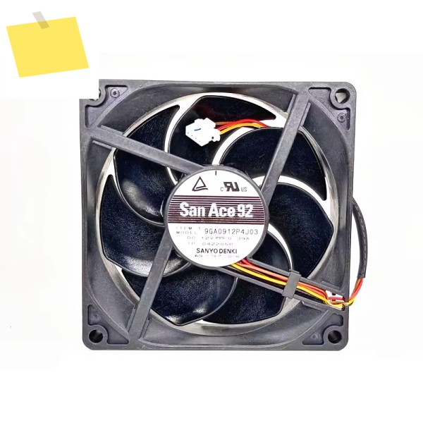 Sanyo Denki 4 와이어 서버 냉각 선풍기, 9GA0912P4J03, DC 12V, 0.39A, 92x92x25mm 제품 이미지