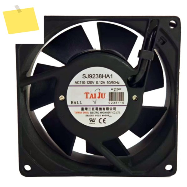 SJ9238HA1 AC 110-120V 0.12A 92x92x38mm 2선 서버 냉각 팬 제품 이미지