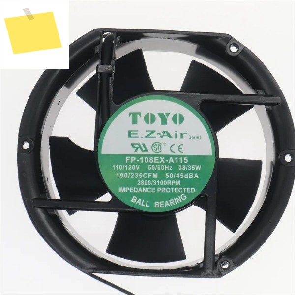 TOYO FP-108EX-A115 2 선 서버 냉각 선풍기, AC 110V, 38W, 172x150x51mm 제품 이미지