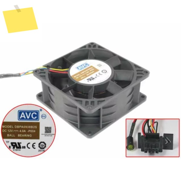 AVC 4 와이어 서버 냉각 선풍기, DBPA0938B2S P004 DC 12V 4.00A, 90x90x38mm 제품 이미지