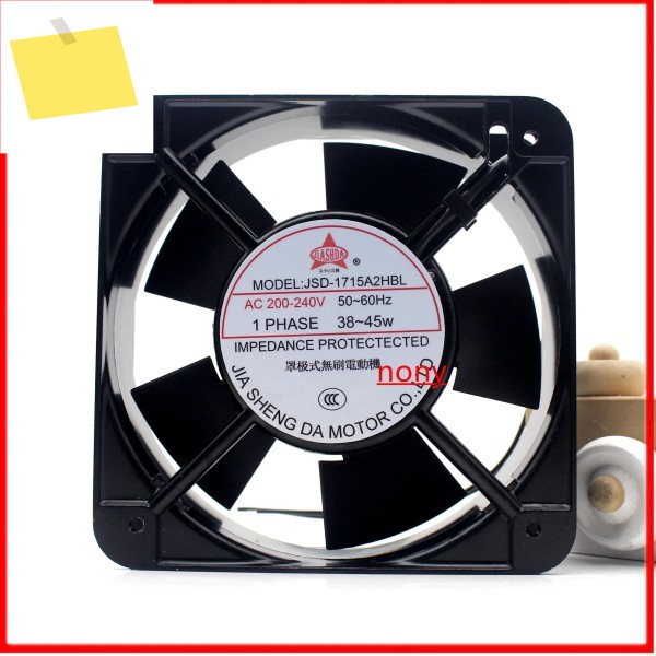 JIASHDA JSD-1715A2HBL 2 선 서버 냉각 선풍기, AC 200V, 38W, 150x150x50mm 제품 이미지