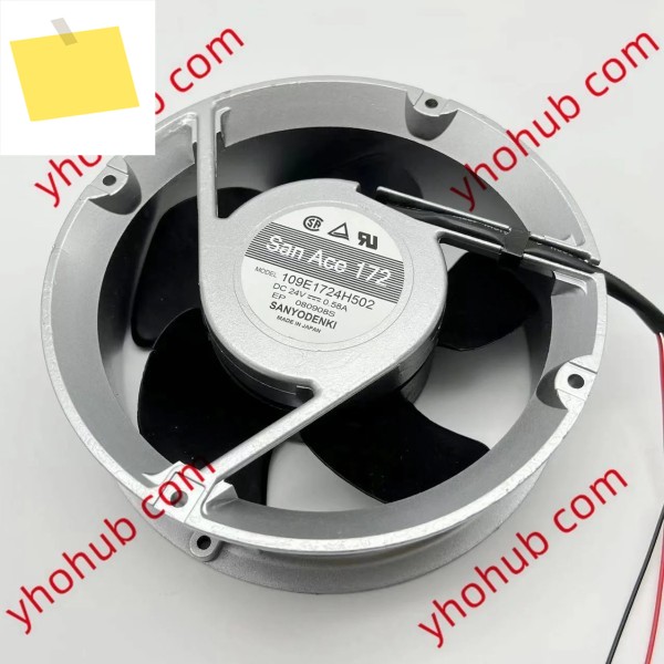 Sanyo Denki 2 와이어 서버 냉각 선풍기, 109E1724H502 DC 24V 0.58A 172X172X51mm 제품 이미지