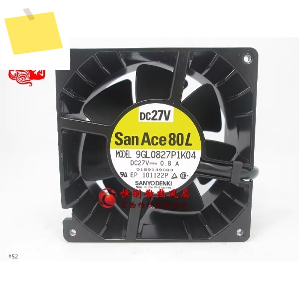 Sanyo Denki 3 와이어 서버 냉각 선풍기, 9GL0827P1K04, DC 27V, 0.80A, 80x80x38mm 제품 이미지