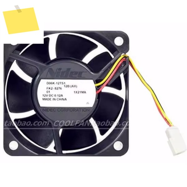 Nidec D06K-12TS1 서버 냉각 선풍기, DC 12V, 60x60x25mm, 3 선 제품 이미지