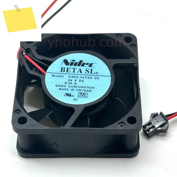 Nidec 서버 냉각 팬, D06A-24TS5 05, DC 24V, 0.10A, 60x60x25mm, 2 와이어 제품 이미지