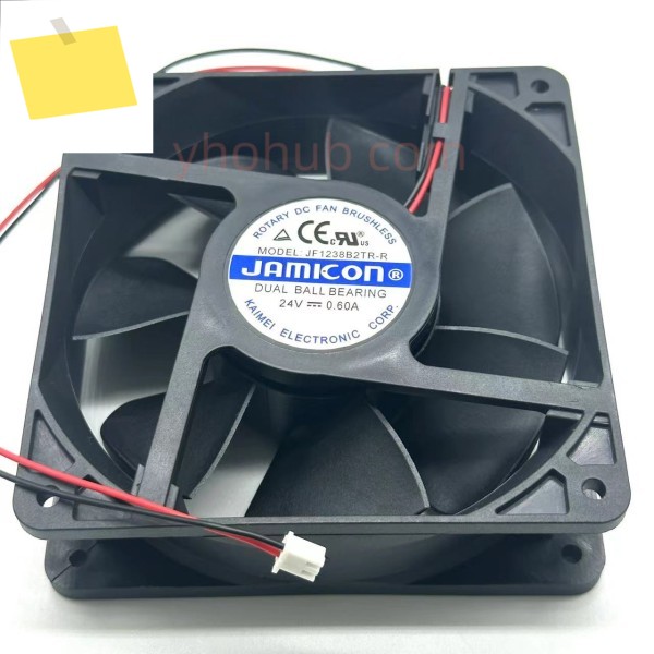 Jamicon JF1238B2TR-R DC 24V 0.60A 120x120x38mm 2 선 서버 냉각 팬 제품 이미지