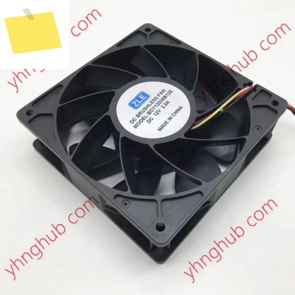 ZLE 4 와이어 서버 냉각 선풍기, BCY12038B12E, DC 12V, 2.5A, 120x120x38mm 제품 이미지