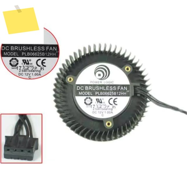 파워 로직 PLB06625B12HH, DC 12V, 1.00A 직경 서버 냉각 선풍기, C.T.C, 37mm, 65x23mm 제품 이미지