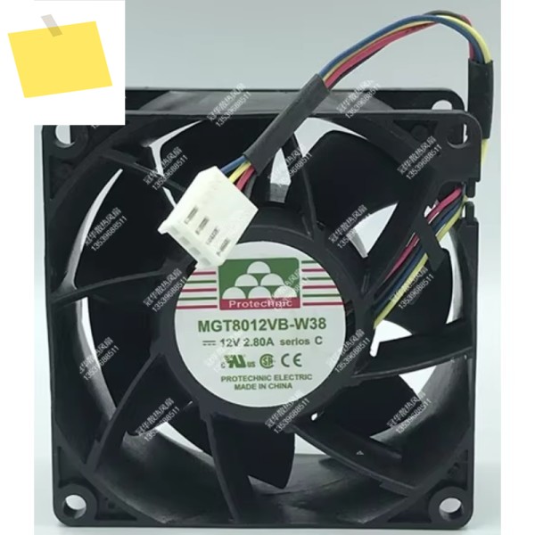 매직 MGT8012VB-W38 4 선 서버 냉각 선풍기, DC 12V, 2.80A, 80X80X38mm 제품 이미지
