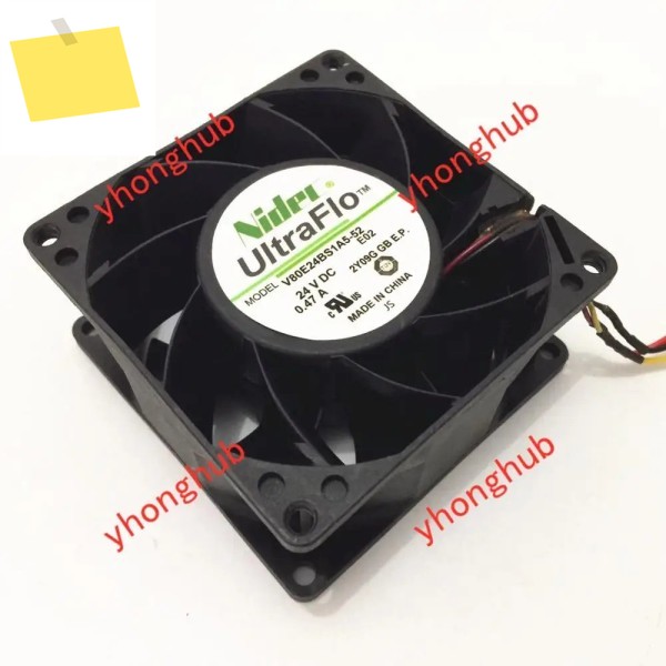 Nidec V80E24BS1A5-52 E02 DC 24V, 0.47A, 80x80x38mm, 3 선 서버 냉각 선풍기 제품 이미지