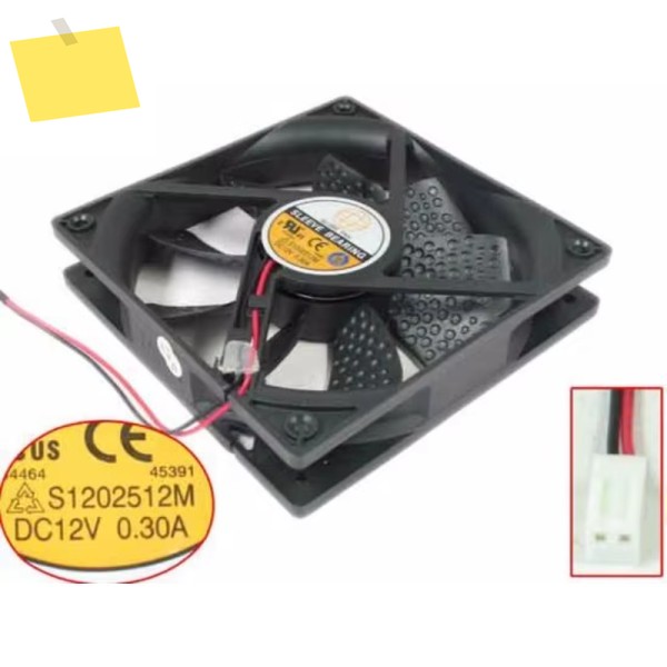2와이어 서버 냉각 선풍기, S1202512M, DC 12V, 0.30A, 120x120x25mm 제품 이미지