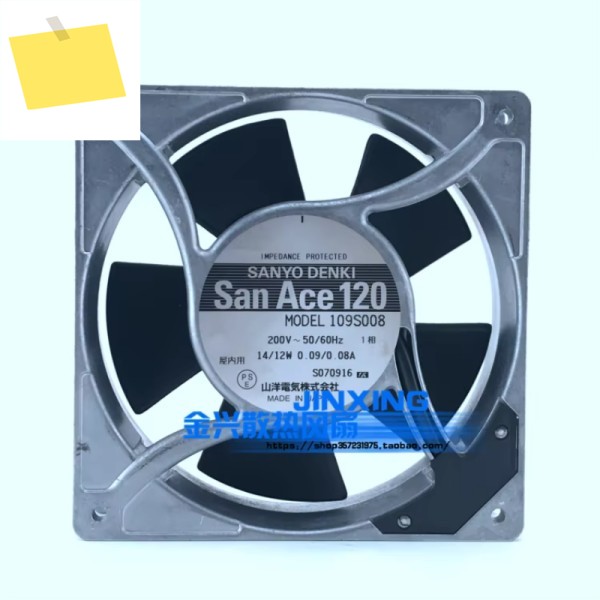 Sanyo Denki 서버 냉각 선풍기, 109S078UL, AC 200V, 18W, 120x20x38mm 제품 이미지