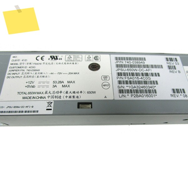 주니퍼 JPSU-650W-DC-AFI 740-038949 650W용 전원 공급 장치용 정상 작동 제품 이미지