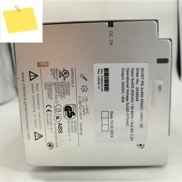 2938646 QUINT-PS-3X400-500AC24DC40 QUINT POWER 24VDC40A 스위칭 전원 공급 장치 고속 선박이 완벽하게 작동 제품 이미지