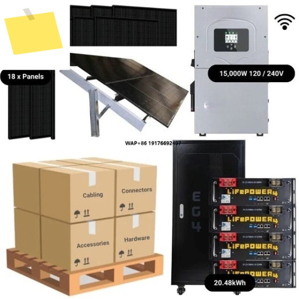완전한 태양광 발전 시스템 7.38KW Sol-Ark 15K + 리튬 배터리 뱅크18 x 410W 모노 패널 판넬 판네루 CE 제품 이미지