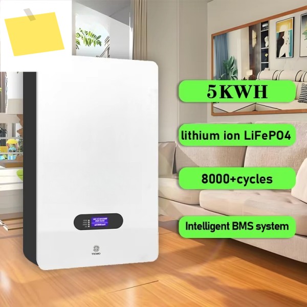 태양광 배터리 가정용 에너지 저장 사이클 수명 8500 LiFePO4 벽걸이형 48v 51.2v 리튬 시스템 제품 이미지