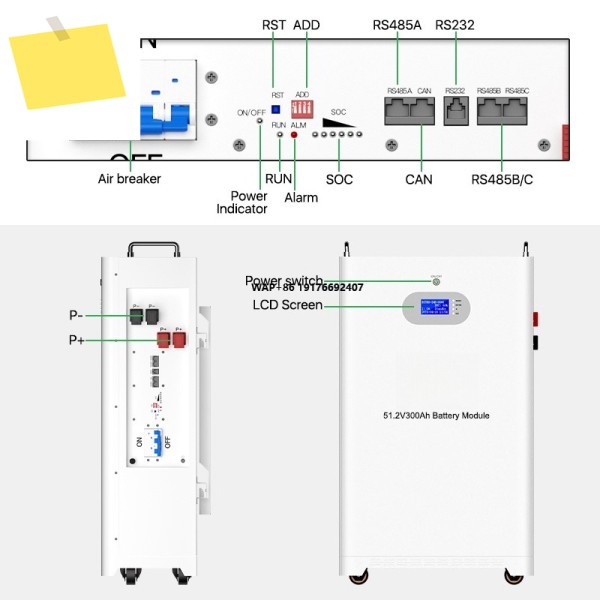 15kWh 300Ah 51.2V 8000 사이클 리튬인산철LiFePO4 태양광 배터리 가정용 에너지 저장 시스템 제품 이미지