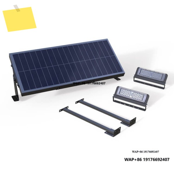 384WH IP65 태양광 LED 간판 조명, 회전 가능한 50W 패널 판넬 판네루 포함, 벽 또는 기둥 설치용 야외 광고 제품 이미지
