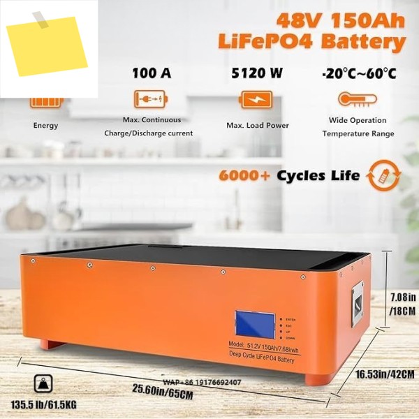 48V 150Ah 스택형 LiFePO4 딥 사이클 충전식 배터리 6000+ 수명 및 10년 내장형 BMS 제품 이미지
