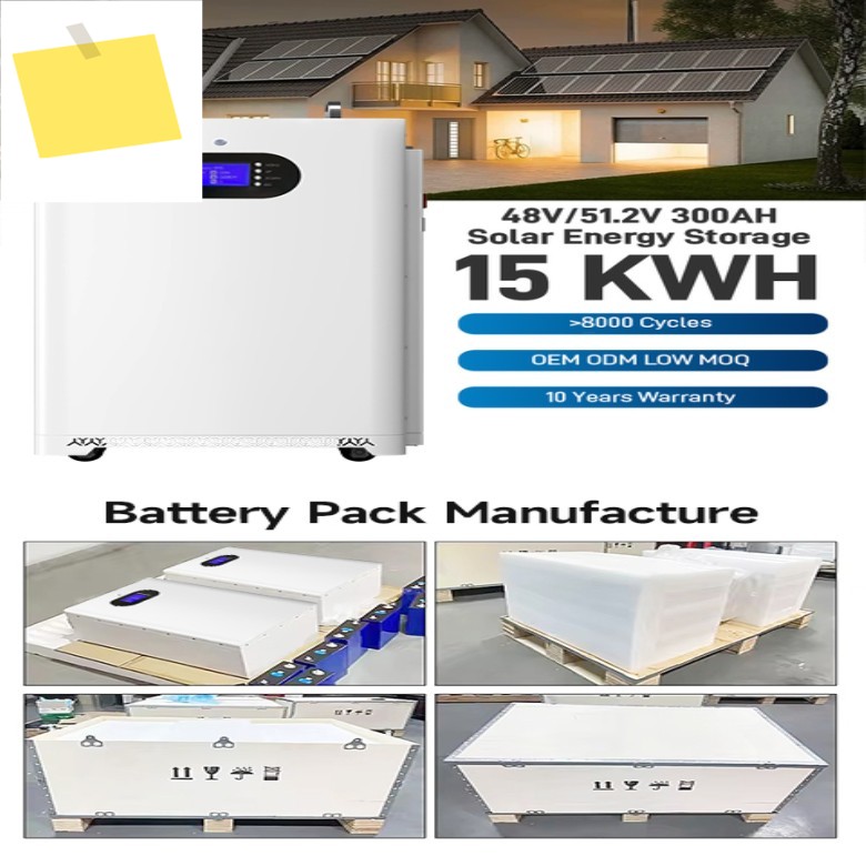 하이브리드 태양광 무소음 발전기 48V 리튬인산철LiFePO4 15Kwh 리튬 배터리 팩 파워 뱅크 세트, 가정용 에너지 저장 시스템 공급업체 제품 이미지
