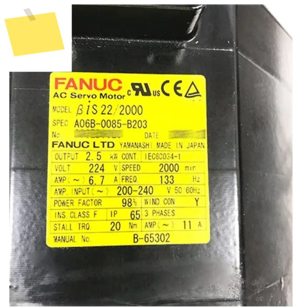 Fanuc 서보 모터 A06B-0085-B203 CNC 제어 테스트 완료 Ok A06B 0085 B203 제품 이미지