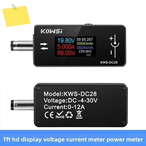 KWS-DC28 전압 전류계 DC5.5 2.5 인터페이스 테스터 0.96인치 TFT 고화질 디스플레이 제품 이미지