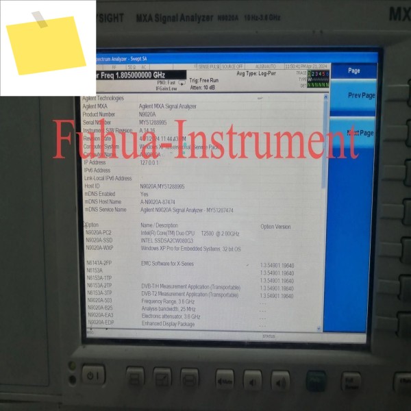 AgilentKeysight N9020A MAX 신호 분석기 10Hz-3.6GHzOPT 포함 제품 이미지