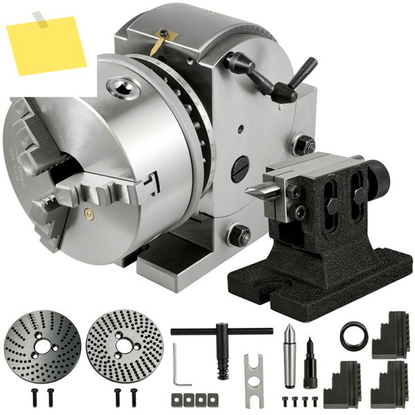 BS-0-5 분할 헤드 인덱싱 플레이트, 테일스톡 및 드릴링 밀링용 125mm 3 턱 척 포함, 세미 범용 제품 이미지