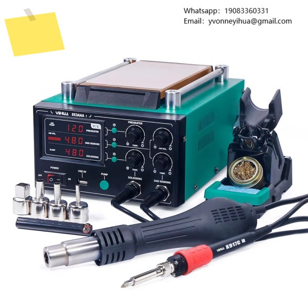 YIHUA 853AAA-I 기본 버전 3 In 1 디지털 SMD 납땜 디솔더링 핫 에어 건 예열 BGA 재작업 스테이션 제품 이미지
