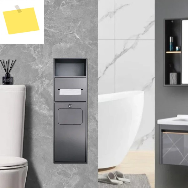 Stainless steel niche toilet embedded in wall trash can tissue holder Multifunctional storage to 제품 이미지