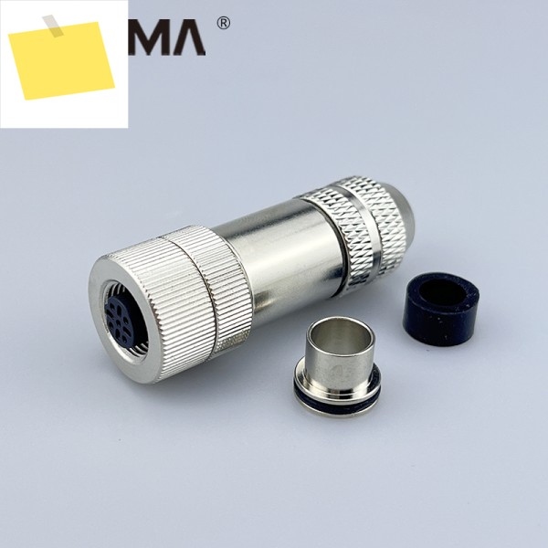 금속 쉘 M12 4 5 8 핀 방수 항공 커넥터 어댑터 1A 2A 솔더리스 스트레이트팔꿈치 남성 여성 플러그 소켓 제품 이미지