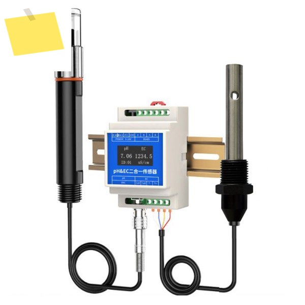 2in 1 pH 전도도 트랜스미터 및 EC 분석기 2채널 프로브 레일 장착 RS485 Modbus RTU 양식 산업용 인라인 제품 이미지