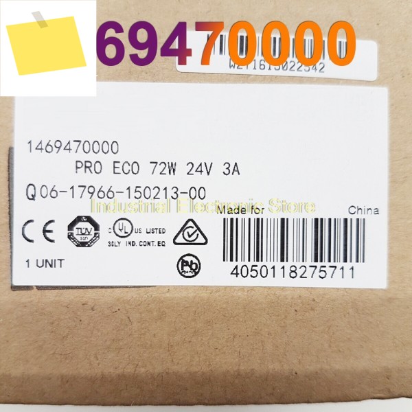 Weidmüller 스위칭 전원 공급 장치 모듈용 신품 PRO ECO 72W 24V 3A 레일 1469470000 제품 이미지