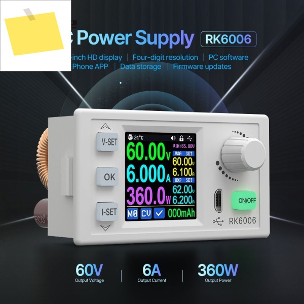 RK6006 60V 6A DC 전원 공급 장치 USB 통신 기능이 있는 미니 프로그래밍 가능 표준 버전 제품 이미지