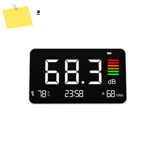DM219N 데스크탑 소음 측정기 30-130dB 데시벨 온도를 표시합니다 ℉ ℃ 습도 및 시간 제품 이미지