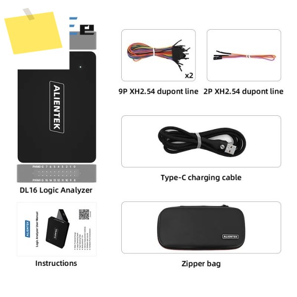 ALIENTEK DL16 250MHz 16채널 미니 로직 분석기 ARM FPGA STM32 디버거 프로토콜 디코딩 지원 PWM 출력 제품 이미지