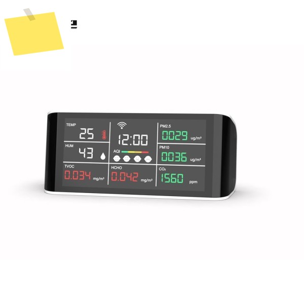 DM69D-WIFI TEMP 습도 TVOC 시간 AQI HCHO PM2.5 PM10 CO2용 9-in-1 공기 품질 모니터 감지기 제품 이미지