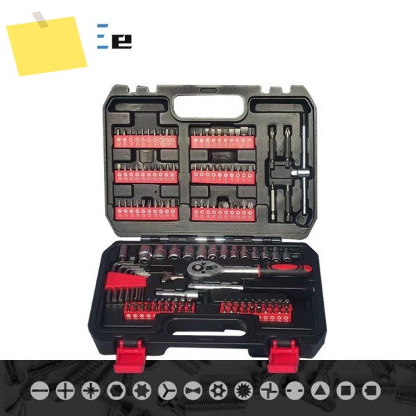 131PCS 자동차 수리 도구 키트 크롬 바나듐 드라이버 비트 세트 라쳇 렌치 견삭기 겐사끼 소켓 스패너 다기능 공구 상자 제품 이미지