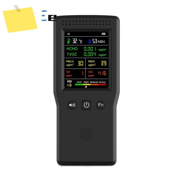 온도 습도 AQI PM2.5 PM10 HCHO TVOC VT-9IN1 공기 품질 모니터 테스터검정색흰색 제품 이미지