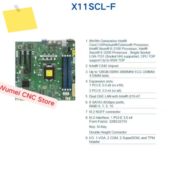 Supermicro 단일 채널 C242 칩용 서버 마더보드, LGA 1151 X11SCL-F, 새제품 제품 이미지