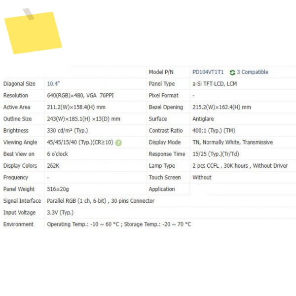 Pd104vt1t5 신품 오리지널 10.4인치 LCD 화면 제품 이미지