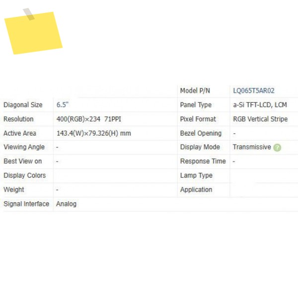 Lq065t5ar02 신품 원본 6.5 인치 LCD 화면 제품 이미지
