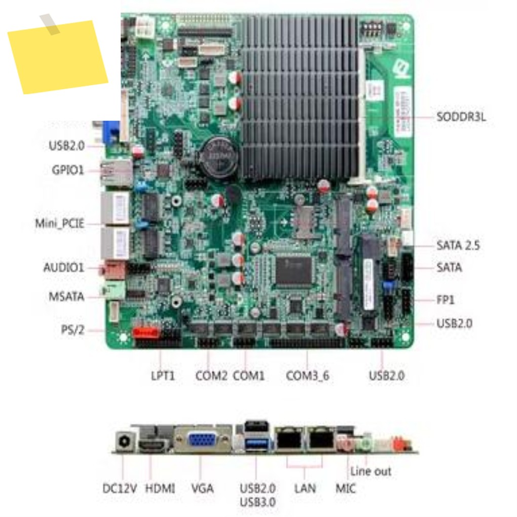 J1900 마더보드 Mini-ITX SBC IPC 메인보드 산업용 팬리스 ITXATOM DC-12V COM LAN LVDS VGA EDP LPT 포함 제품 이미지